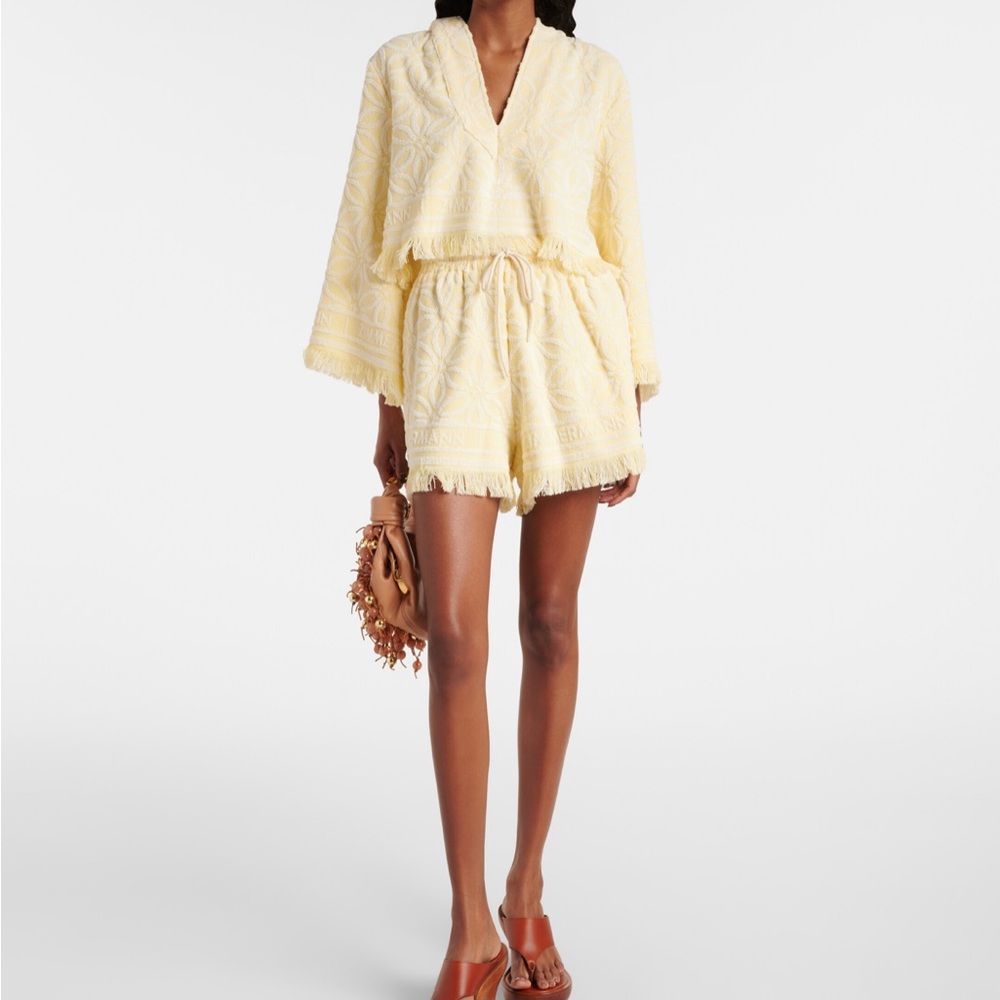 Zimmermann Coco hooded cotton terry crop top and short - size 1 (4-6)